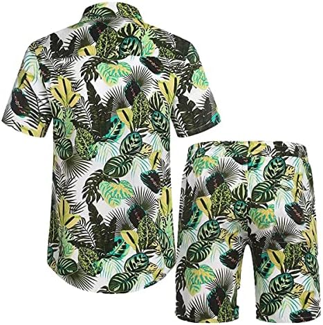 Cămăși de flori pentru bărbați set hawaiian buton casual în jos cu mânecă scurtă, cămăși și pantaloni scurți