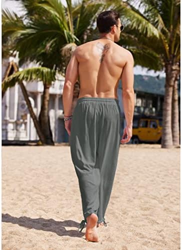 Pantaloni de bumbac pentru bărbați Coofandy pantaloni de harem cauzal talie elastică plajă pantaloni de yoga boho yoga