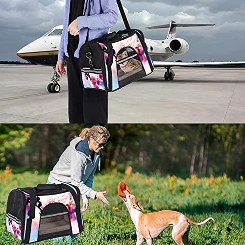 Pet Carrier Cherry Blossom Soft-Sided Pet Travel Carriers pentru pisici, câini Puppy confort Portabil Pliabil Pet Bag aprobat