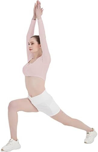 Topuri de cultură de antrenament pentru femei cu fermoar cu fermoar yoga cu mânecă lungă topuri seturi de rulare active de