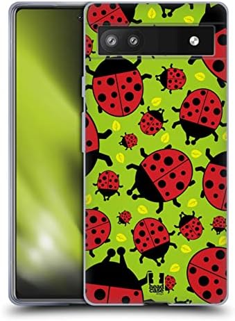 Head Case Designs Green Ladybug Bugged Life Soft Gel Case compatibile cu Google Pixel 6A
