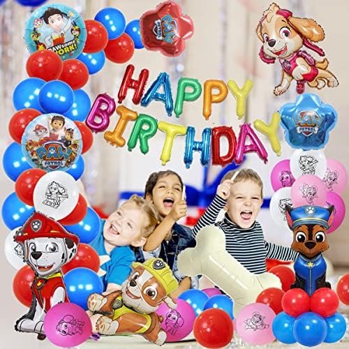 Dog Paw Birthday Party Decoratiuni Dog Paw Party consumabile inclusiv 4 baloane de câine Banner La mulți ani pentru copii Paw