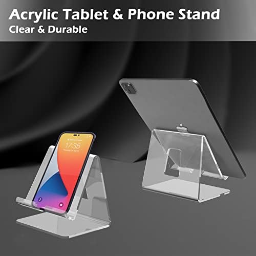 Kamehame Acrilic Desk Tablet Stand, Stand Clear iPad, compatibil cu iPad, iPad Pro 12.9, 11, 10.5, 9.7, iPad Air, iPad Mini, Galaxy Tab, E-Reader