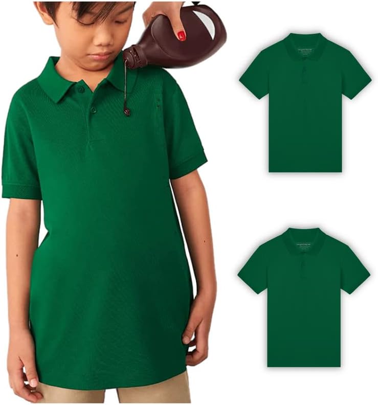 Tricou polo pentru băieți - cămașă de rochie Repelentă pentru copii uniforme școlare, mânecă scurtă Pique Polo by the Good
