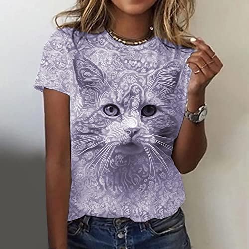 Topuri pentru femei bluze cu mânecă scurtă Tricouri echipaj gât pisică grafică Kawaii de vară topuri de toamnă 2023 haine obișnuite