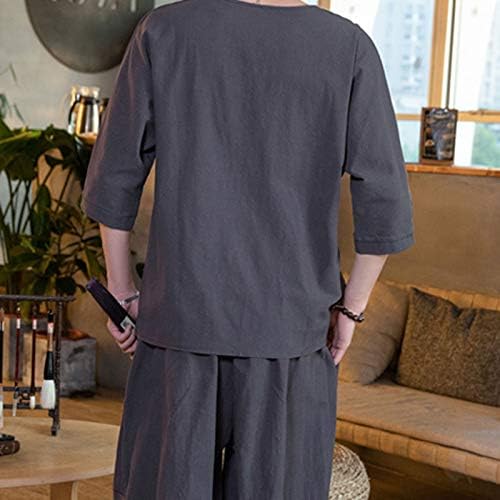 Confortabil moda de vară din bumbac- costum de mânecă scurtă pantaloni scurți pentru bărbați pentru bărbați pentru bărbați și seturi pentru bărbați pentru bărbați Mandarin