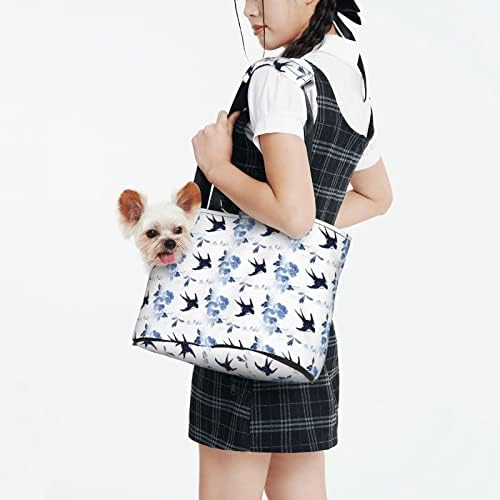 Soft Sided Travel Pet Carrier Tote Hand Bag Swallow-Oriental-Bujori-Sapphire-Albastru Portabil Mic Câine / Pisică Carrier Poseta