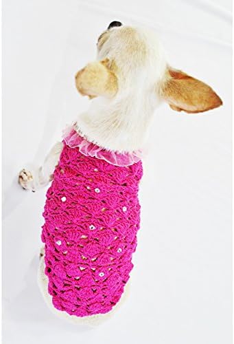 Haine roz unice de croșetat pentru animale de companie mici îmbrăcăminte de câine mare medie 17f