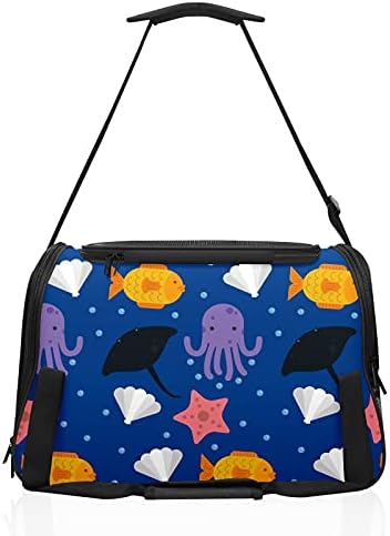 Pet Carrier Bag Nautice Caracatiță Scoici Starfish Bleumarin Mic Câine Cat Pui Moale-Verso Portabil Travel Bag