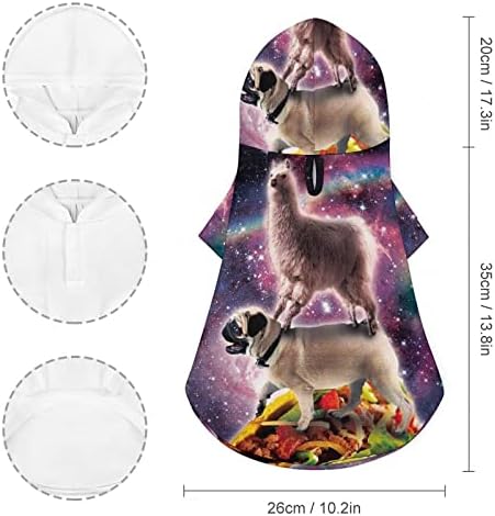Rainbow Space Llama pe Pug Riding Taco Cat cămașă dintr-o bucată costum de câine la modă cu capac Accesorii Pentru Animale de companie