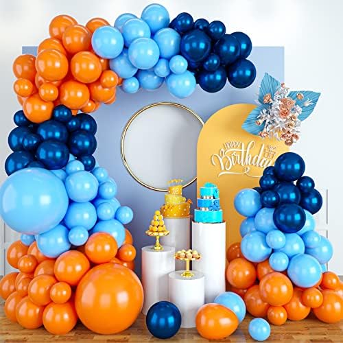 Baloane albastre Garland Arch Kit, bleumarin portocaliu balon Arch Kit, albastru portocaliu Latex baloane baloane de petrecere