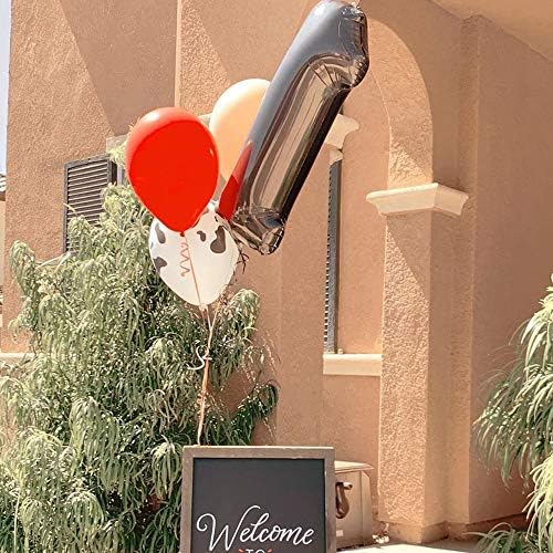 Gihoo 105pcs baloon garland arc kit, 12 inch baloane imprimate cu vacă, alb negru galben roșu negru cu fâșie de 16ft pentru