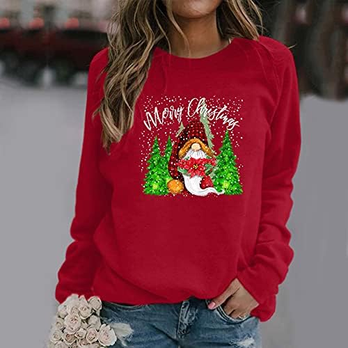 Hanorace de Crăciun pentru femei Crew Neck Casual Cu mânecă lungă Junior Tops Standard-Fit Soft Country Sweatshirt