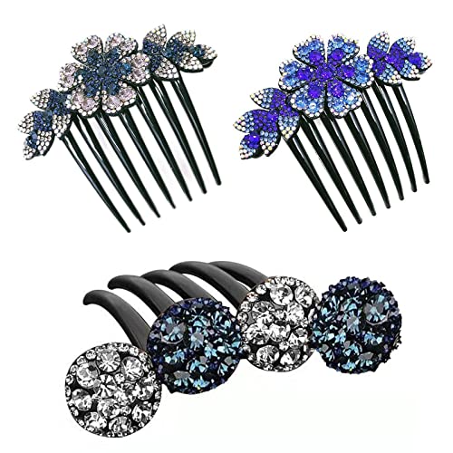 Vintage Flower Crystal Crystal Cairlips Maker Bun Păr Combs Plastic Nuntă strălucitoare pentru femei Accesorii pentru păr de