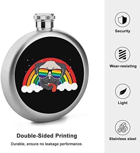 Drăguț Pug LGBT Gay Pride Rainbow Hip baloane pentru lichior din oțel inoxidabil vin balon reutilizabil pentru bărbați Femei