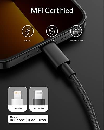 Anker New Nylon USB-C până la cablu Lightning [certificat MFI, 6ft, negru] 717 încărcător USB C pentru iPhone 13 13 Pro 12