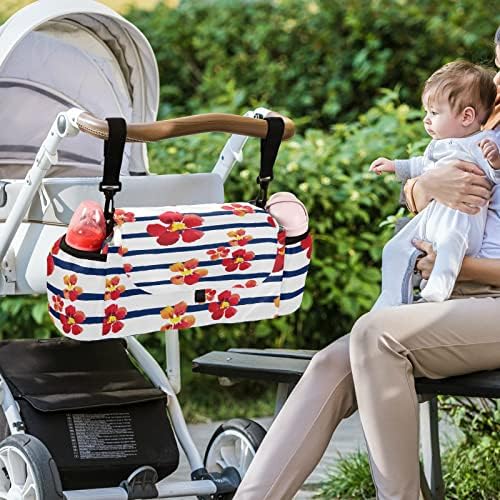 Organizator de depozitare a căruciorului Cataku Universal pentru bebeluși RED FLOW FLOWER CARTORMER BAG cu suport pentru cană