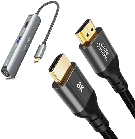 Pachetul de adaptare multiport USB C cu cablu HDMI 2.1 de la 8K HDMI 2.1 3,3ft