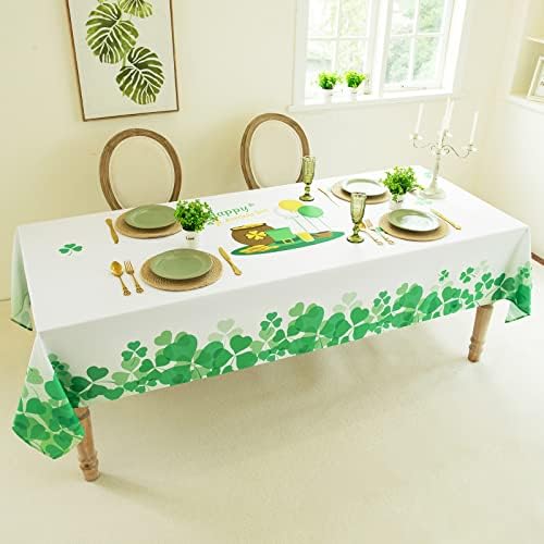Față de masă Joyfol Day St. Patrick ' s Day, husă de masă reutilizabilă impermeabilă lavabilă Lucky Green Shamrock, Decorațiuni