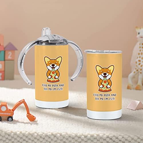 Hraneste-Ma Pizza Sippy Cup-Corgi Baby Sippy Cup-Kawaii Sippy Cup