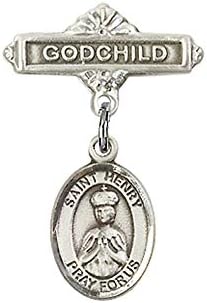 DiamondJewelryNY insigna pentru copii Cu St. Henry II Charm și Godchild insigna Pin