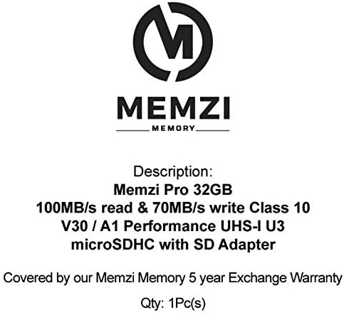 MEMZI PRO 32GB Micro SDHC Card de memorie pentru Microsoft Surface GO, Surface Pro 6/4/3/2 Tablet PC-clasa de mare viteză 10 100mb / s Citește 70MB / s scrie V30 A1 UHS-I U3 4k înregistrare cu adaptor SD