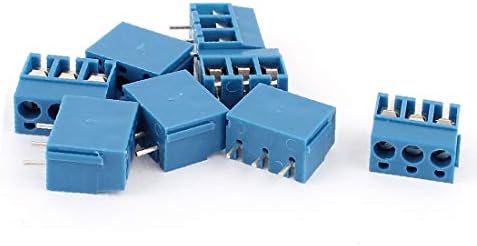 X-Dree 8pcs AWG 22-14 AC 300V 10A 3P PCB PCB Șurub Terminal bloc albastru (8 unid AWG 22-14 AC 300 ν 10A 3P MONTAJE EN PCB