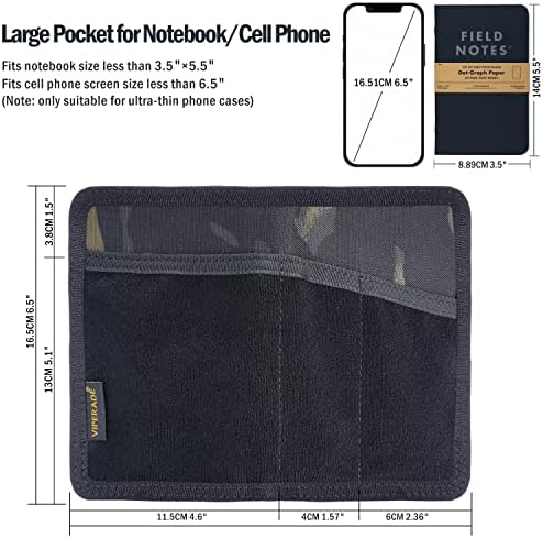 Viperade Ve11 Pocket Journal Pouch, EDC Portofel Portoper Copertă de caiet mic, copertă de jurnal din nylon pentru note de