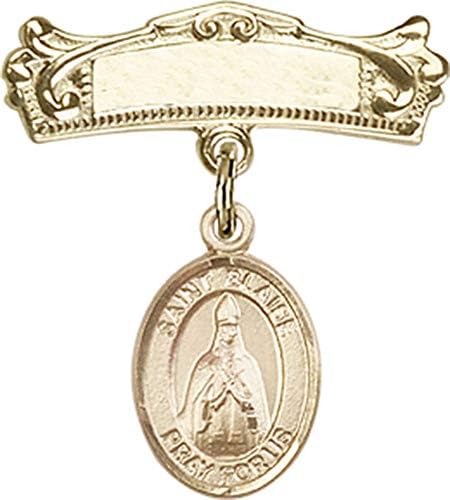 Bijuterii Obsession insigna copil cu St. Blaise farmec și arcuit lustruit insigna Pin / aur umplut insigna copil cu St. Blaise