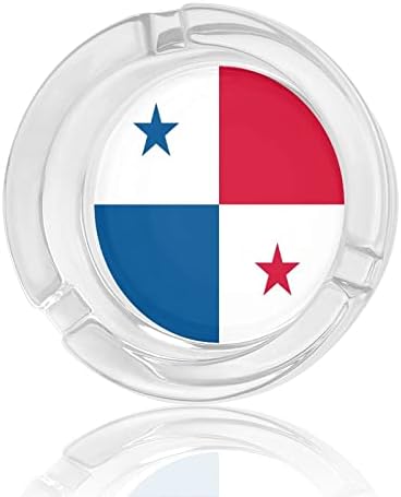 Flag of Panama Glass Glass Tăie rotundă de cenușă Drăguț Cutie Pretty Ash Holder Carcasă pentru decorarea punții de la birou