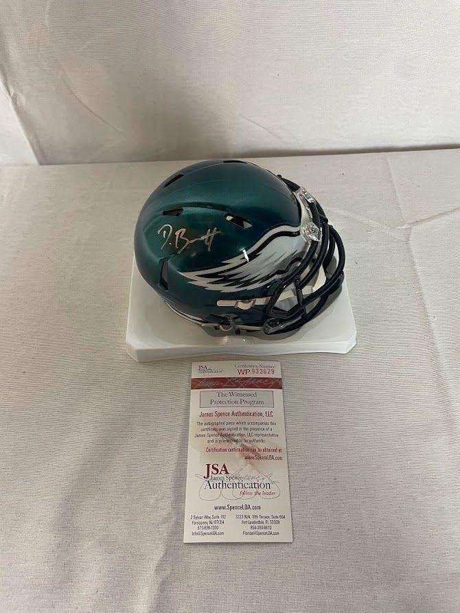 Derek Barnett a semnat mini cască Philadelphia Eagles cu autograf JSA Wp933629-mini căști NFL cu autograf