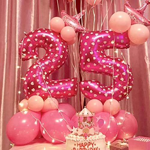 Balon cu număr roz de 32 inci cu imprimeu frumos de inimă