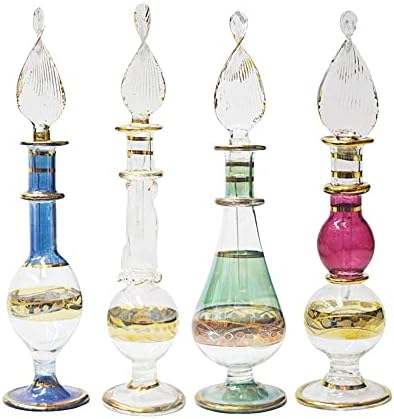Egiptean parfum Essentials sticlă suflată manual în Egipt Set de 4 Piese 10-13cm