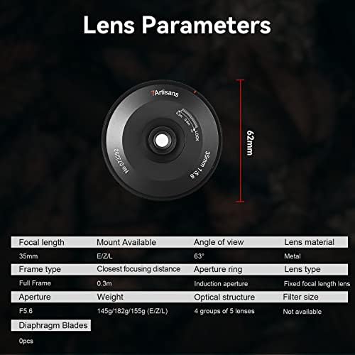 7artisans 35mm f5.6 Full-Frame focalizare manuală lentilă Ultra-subțire pentru Camera Sony EMirrorless A6000 a6300 A6400