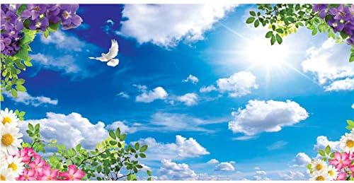 Yeele 12x6ft Primăvară Vară peisaj fundal pentru fotografie flori naturale frunze verzi porumbel alb porumbel cer albastru