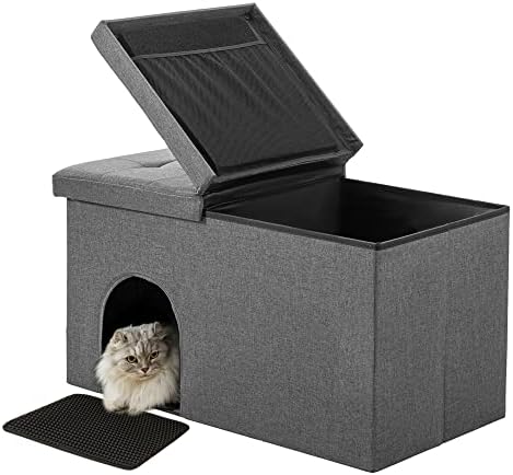 Dr. Futon cutie de gunoi pentru pisici incintă mobilier ascuns Otoman cu capac cutie de gunoi pentru pisici rezistentă la câini