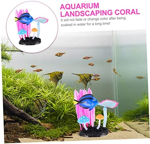 Popetpop Aquarium Peisagistică Coral Artificiales Para Decor Statuie Ciupercă Statuie Artificială Planturi de pește Silicon