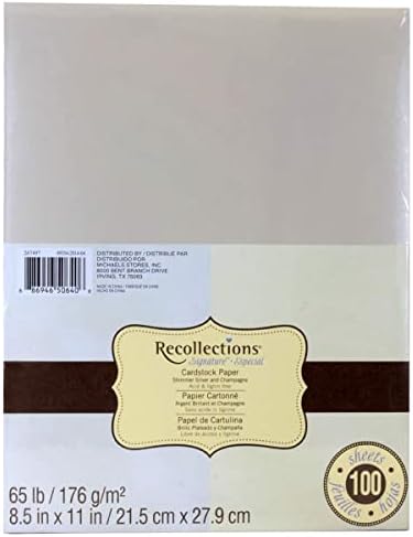 Michaels Shimmer Silver & Champagne 8.5 ”; x 11 ”; Hârtie cardstock de Recollections®, 100 de coli