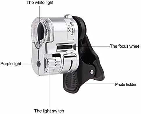 LDCHNH Universal 60x telefon mobil microscop Macro obiectiv Zoom micro camera Clip cu LED-uri lumina telefon lentilă
