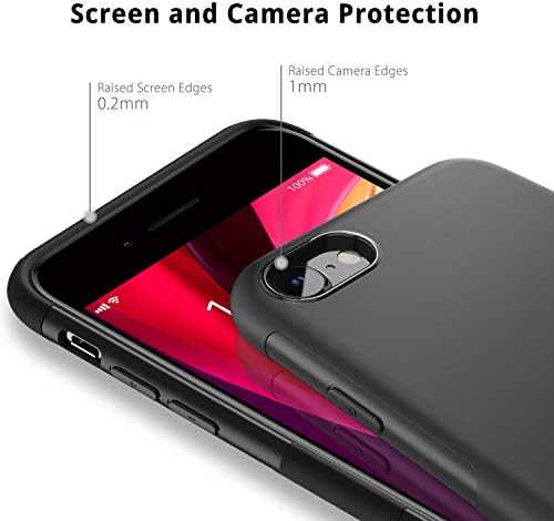 Protector de ecran din sticlă securizată incasabilă [Pachet 3] + Carcasă TPU Mată Negru moale pentru iPhone SE 2022 / SE 2020,