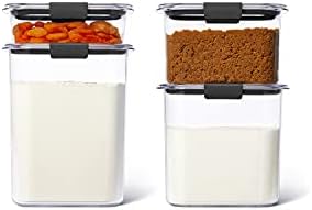 Rubbermaid Brilliance Pantry Container etanș pentru depozitarea alimentelor, Plastic fără BPA, mic, din 4 Piese