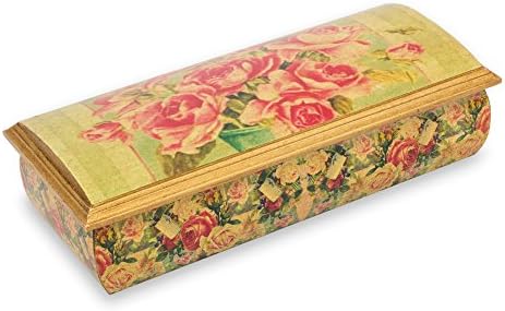 NOVICA cutie de bijuterii Decoupage din lemn artizanal Multicolor, Roses'