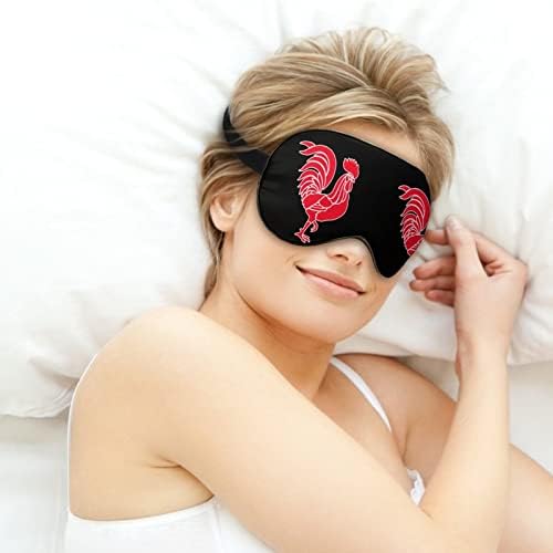 Masca de somn de somn de cocoș roșu moale mască portabilă cu ochi portabile cu curea reglabilă pentru bărbați femei