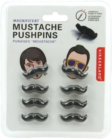 Kikkerland Mustache Pins Pins, set de 8