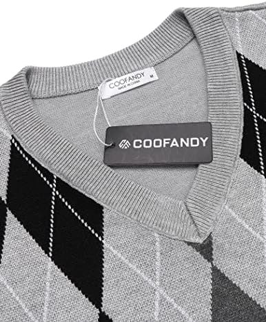 Coofandy pentru bărbați fără mâneci v gât pulover pulover Slim Fit vestă casual Argyle pulover