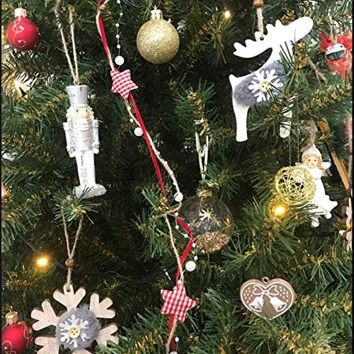 Linrus Decorații de Crăciun pentru copaci de cadouri pentru a înfășura panglică Garland realizat manual cu cinci vârfuri cu