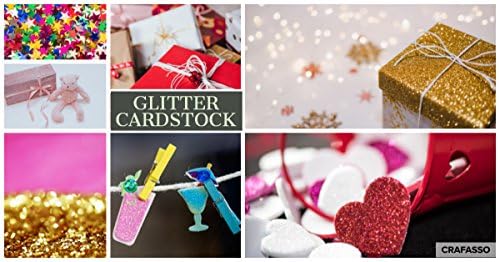 Crafasso 12 x 12 300gms Heavy & Premium Glitter Cardstock, 15 foi, roșu