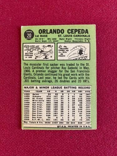 1967, Orlando Cepeda, Autographed , Ins. Topps Card Cardinals - Baseball Slabbed Autographed Cards