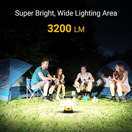 Lanterna de camping, lumină de camping luminos de 3200 lumm, 4600mAh Bank Power Bank Reîncărcat LED -ul Reîncărcat pentru întreruperi
