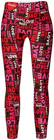 IIUS Valentine's Day Leggings for Women Love Print Rise Rise Running Yoga Leggings Soft Stretch Stretch Stretch Pantaloni de
